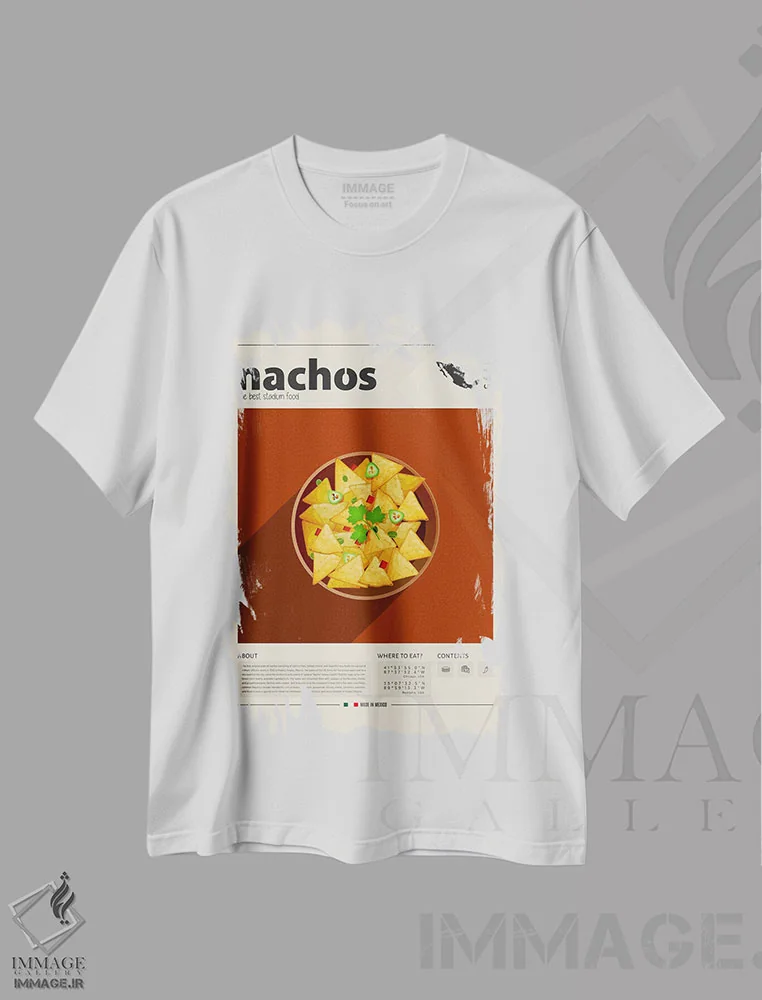 تیشرت سفید طرح دار ناچو، تزئینی اثر گاستروورلد | immage.ir