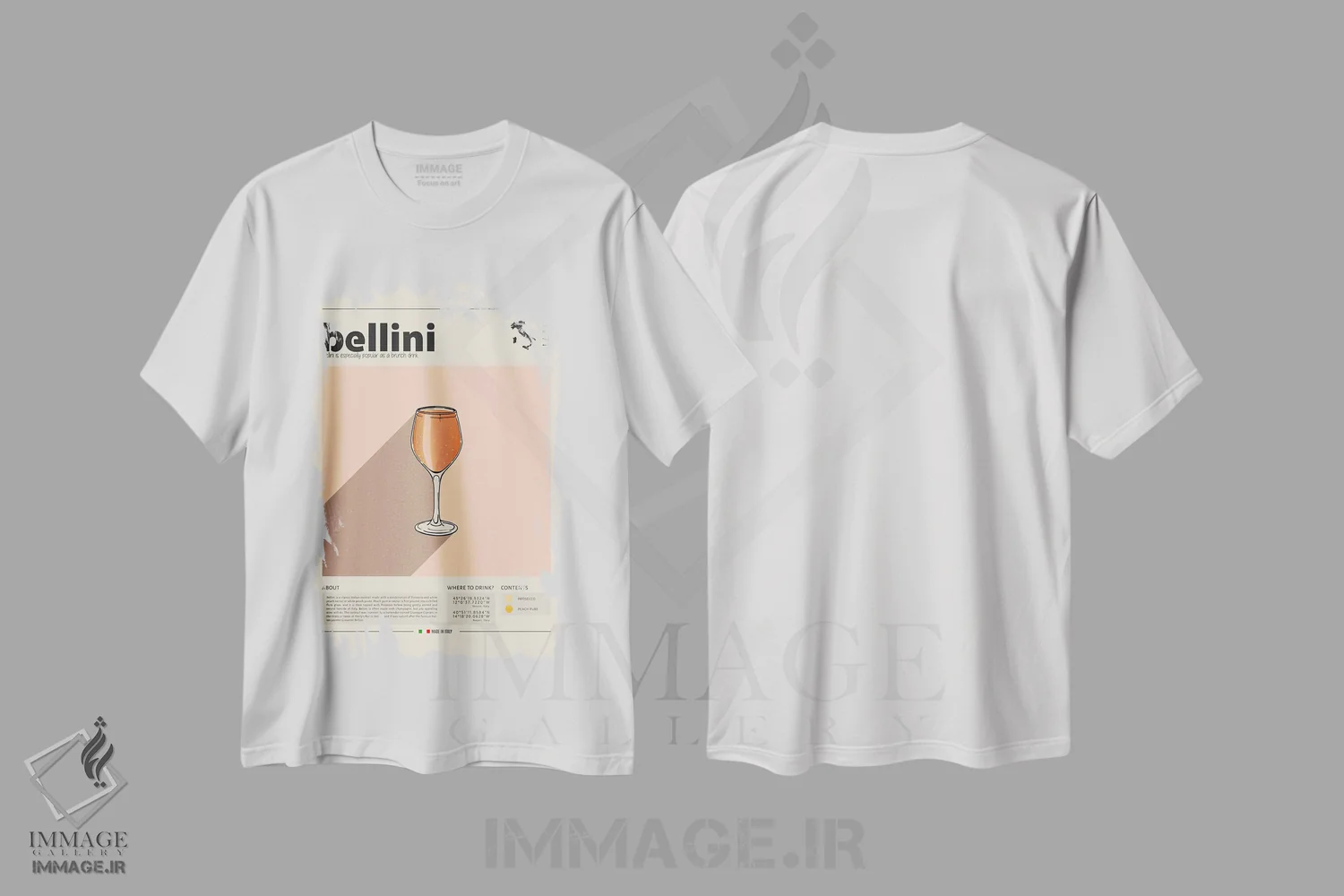 تیشرت سفید طرح دار بلینی، تزئینی اثر گاستروورلد | فروشگاه ایماژ