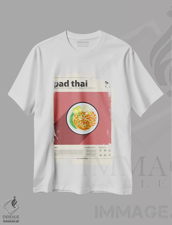 تیشرت سفید طرح دار پد تای ۲، تزئینی اثر گاستروورلد | immage.ir