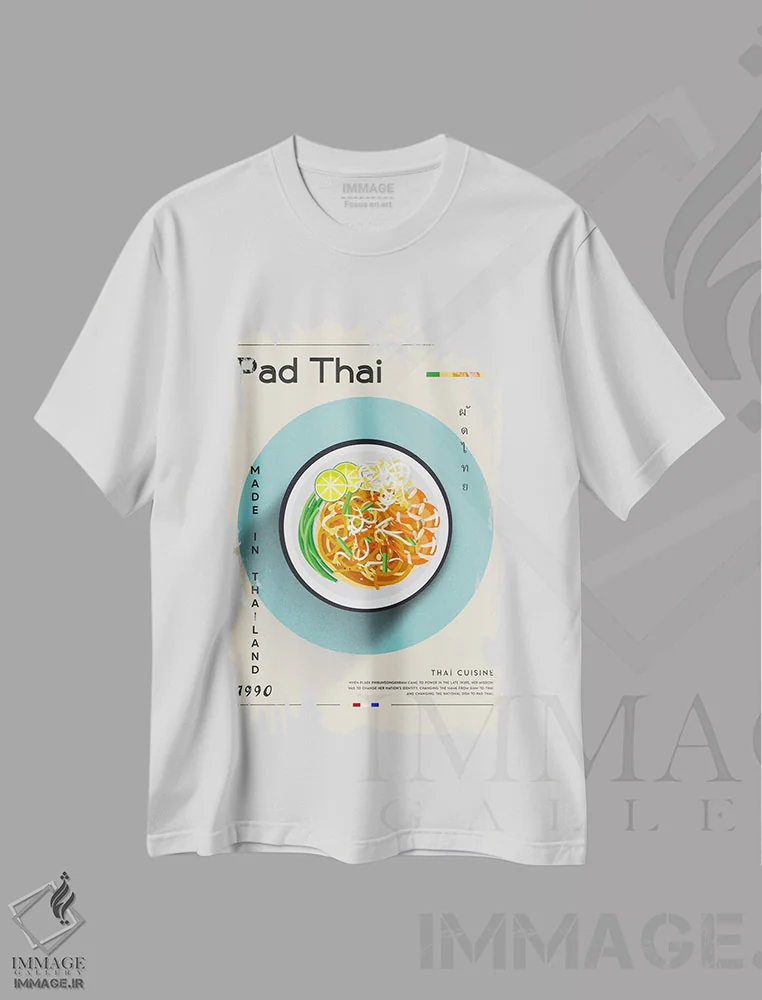 تیشرت سفید طرح دار پد تای ۱، تزئینی اثر گاستروورلد | فروشگاه ایماژ