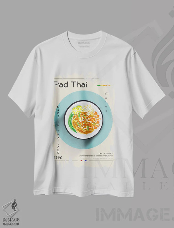 تیشرت سفید طرح دار پد تای ۱، تزئینی اثر گاستروورلد | فروشگاه ایماژ