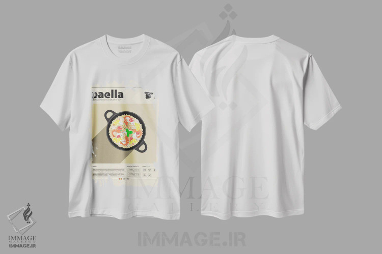تیشرت سفید طرح دار پایلا، تزئینی اثر گاستروورلد | فروشگاه ایماژ