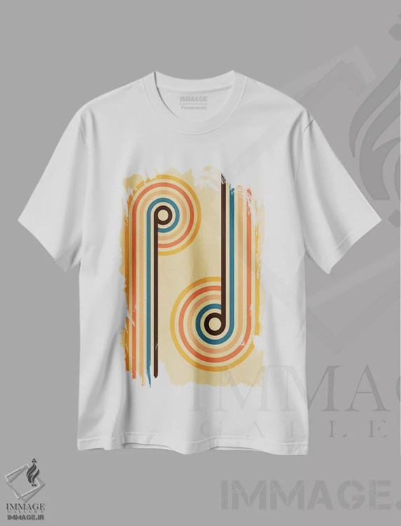 تیشرت سفید طرح دار رترو ۱، آبستره اثر گری ویلیامز | فروشگاه ایماژ