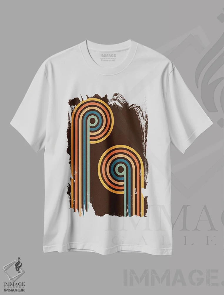 تیشرت سفید طرح دار رترو ۲، آبستره اثر گری ویلیامز | فروشگاه ایماژ