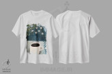 تیشرت سفید طرح دار اسپرسو با یاس وحشی، تزئینی اثر گرتی یانگ | فروشگاه ایماژ