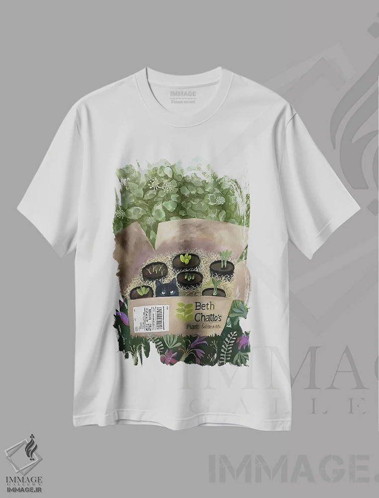 تیشرت سفید طرح دار تحویل روز بعد، تزئینی اثر گرتی یانگ | فروشگاه ایماژ