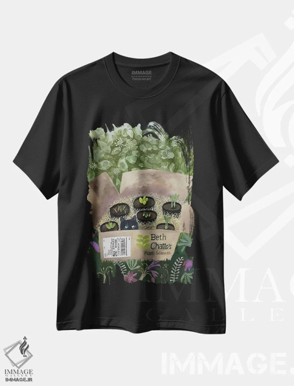 تیشرت مشکی طرح دار تحویل روز بعد، تزئینی اثر گرتی یانگ | immage.ir