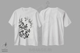 تیشرت سفید طرح دار گیاهی به سبک سیاه ۲، هنر تزئینی سیاه و سفید اثر جنیس گینور | فروشگاه ایماژ