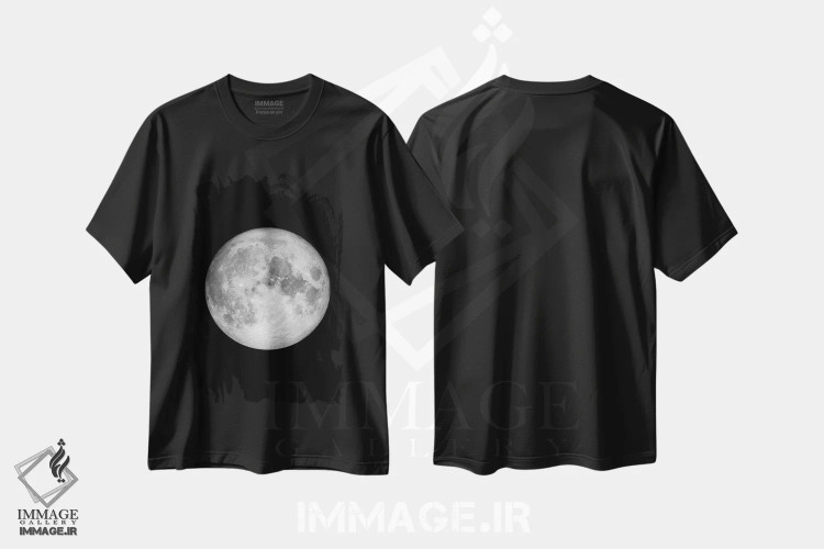 تیشرت مشکی طرح دار ماه کامل، عکاسی سیاه و سفید اثر گت یور نرد آن | فروشگاه ایماژ
