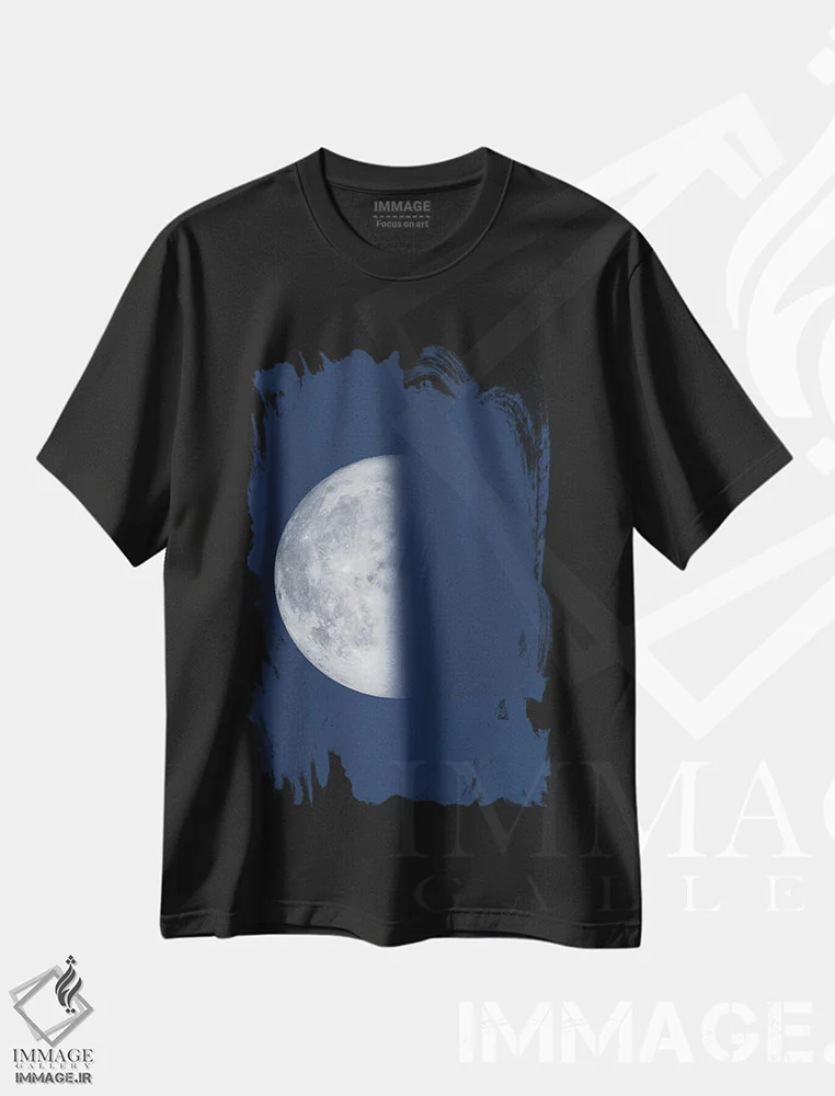 تیشرت مشکی طرح دار ماه تربیع آخر، هنر دیجیتال اثر گت یور نرد آن | فروشگاه ایماژ