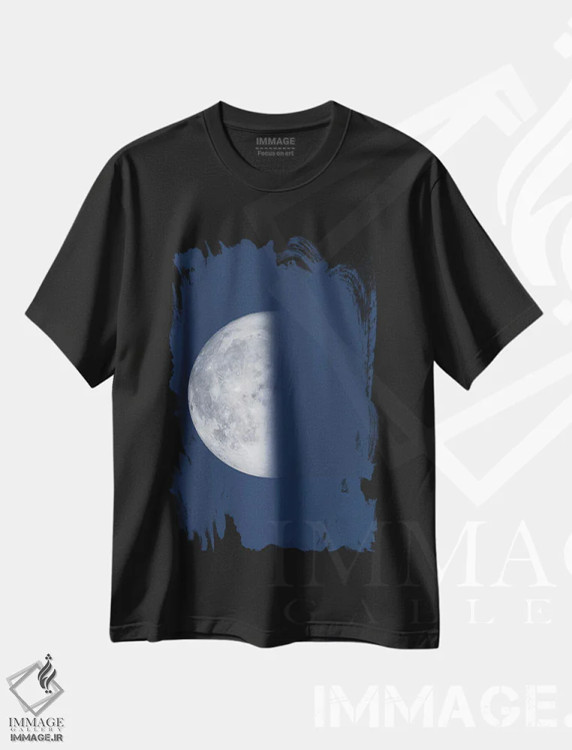 تیشرت مشکی طرح دار ماه تربیع آخر، هنر دیجیتال اثر گت یور نرد آن | فروشگاه ایماژ