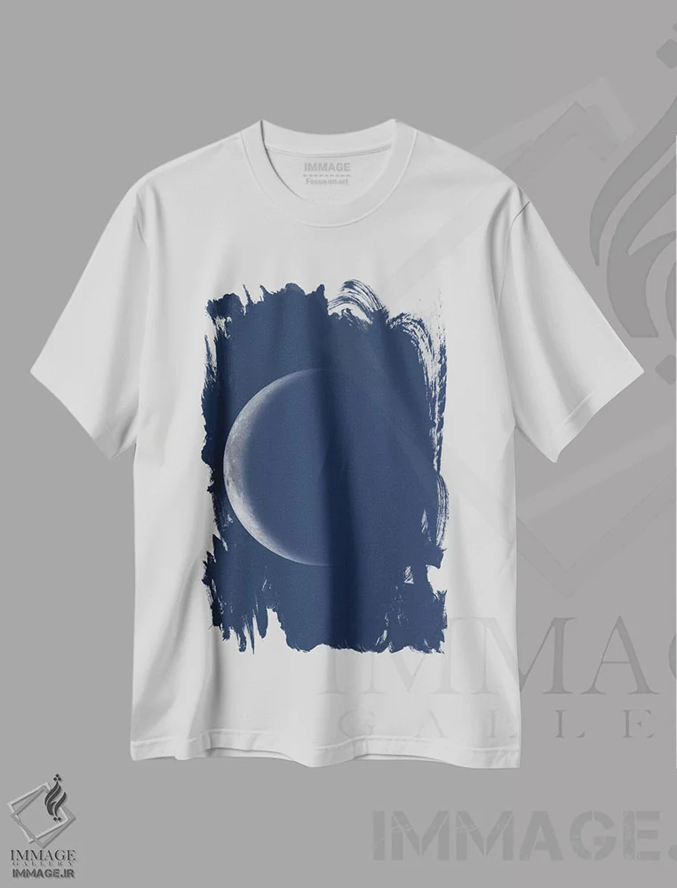 تیشرت سفید طرح دار ماه هلال کاهنده، هنر دیجیتال اثر گت یور نرد آن | فروشگاه ایماژ