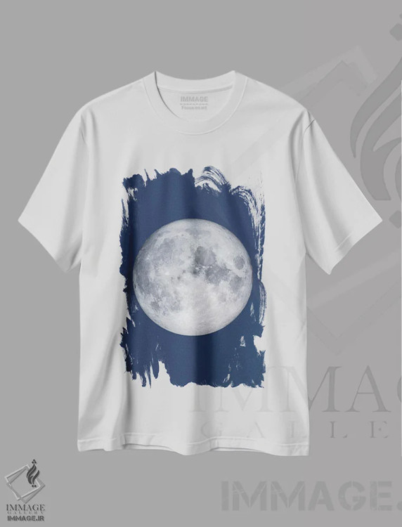 تیشرت سفید طرح دار ماه کامل، هنر دیجیتال اثر گت یور نرد آن | فروشگاه ایماژ