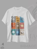 تیشرت سفید طرح دار کلاژ مجموعه سیارات ۲، دکور معاصر اثر گت یور نرد آن | immage.ir
