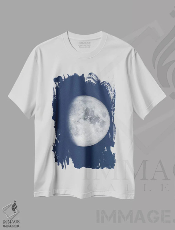 تیشرت سفید طرح دار ماه محدب افزایشی، هنر دیجیتال اثر گت یور نرد آن | فروشگاه ایماژ