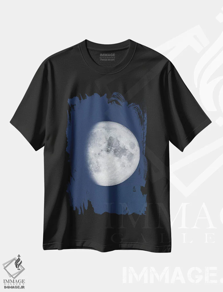 تیشرت مشکی طرح دار ماه محدب افزایشی، هنر دیجیتال اثر گت یور نرد آن | immage.ir