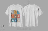 تیشرت سفید طرح دار کلاژ مجموعه سیارات ۲، دکور معاصر اثر گت یور نرد آن | immage.ir