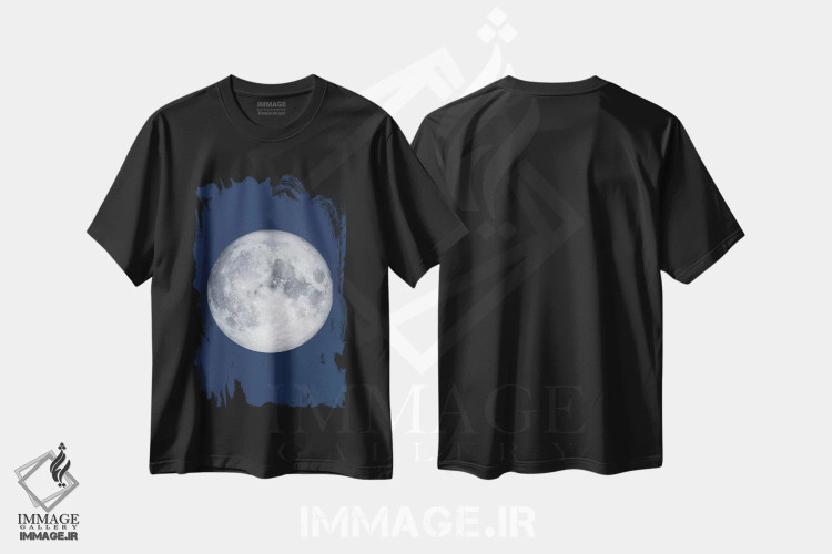 تیشرت مشکی طرح دار ماه کامل، هنر دیجیتال اثر گت یور نرد آن | immage.ir