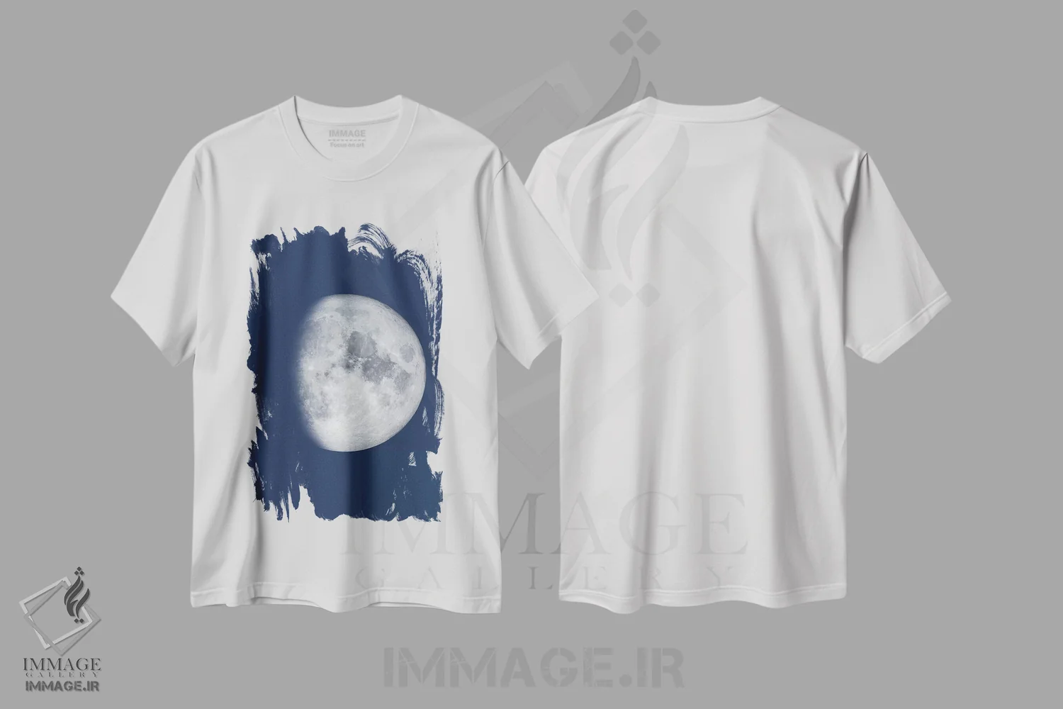 تیشرت سفید طرح دار ماه محدب افزایشی، هنر دیجیتال اثر گت یور نرد آن | فروشگاه ایماژ