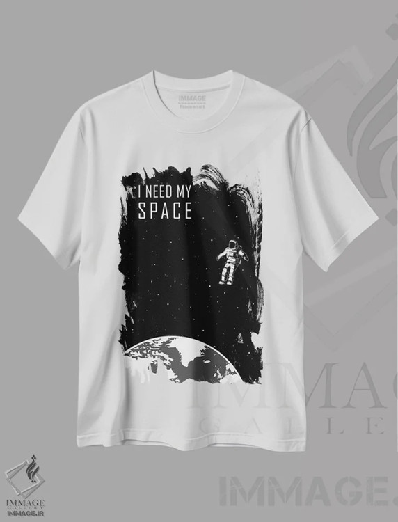 تیشرت سفید طرح دار به فضای شخصی ام نیاز دارم، هنر تزئینی سیاه و سفید اثر گت یور نرد آن | immage.ir