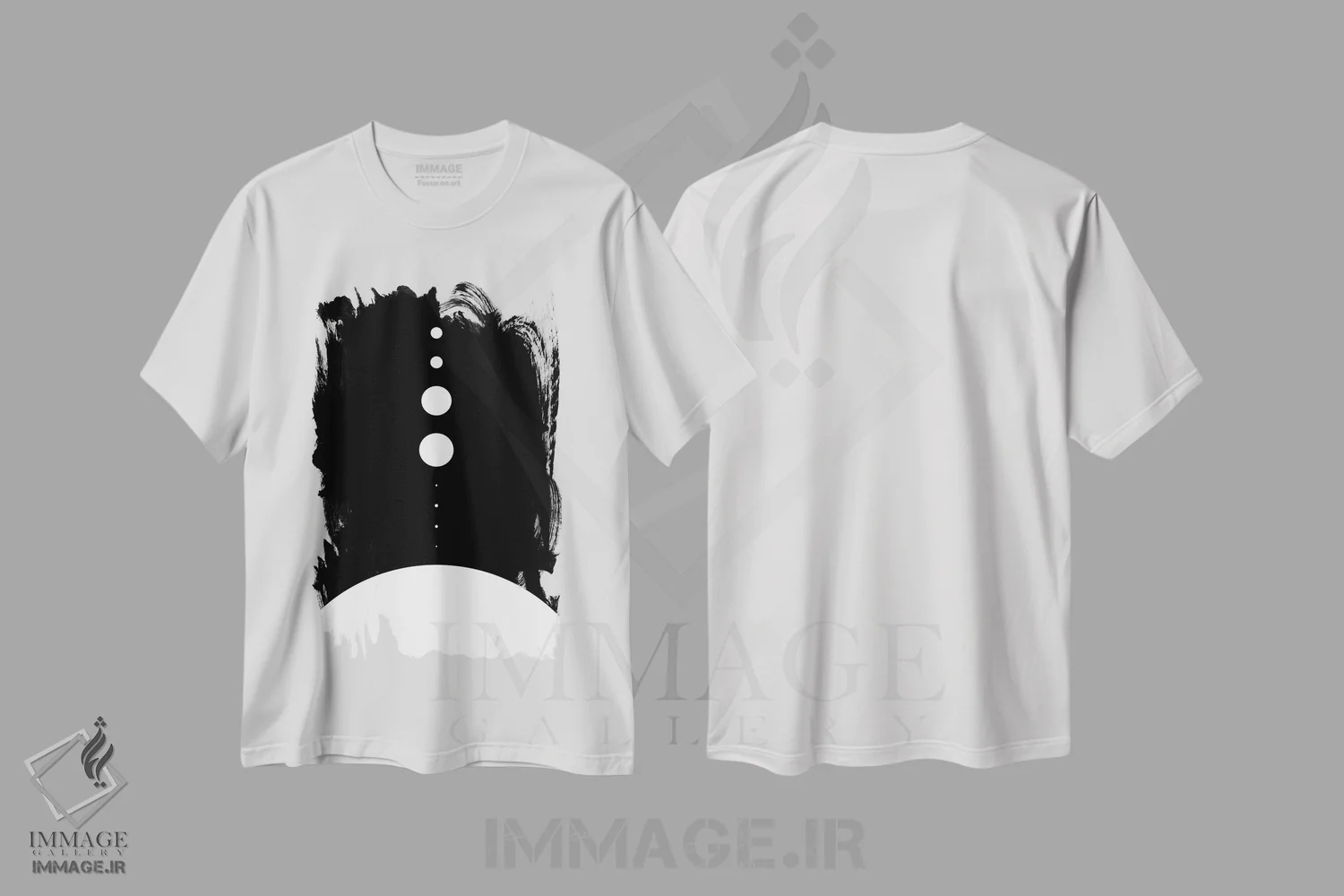 تیشرت سفید طرح دار سیارات به نسبت ابعاد واقعی ۱، هنر تزئینی سیاه و سفید اثر گت یور نرد آن | immage.ir