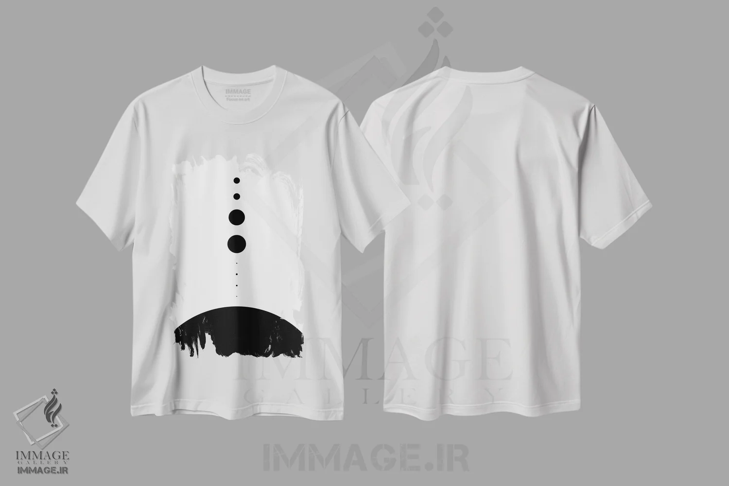 تیشرت سفید طرح دار سیارات به نسبت ابعاد واقعی ۲، هنر تزئینی سیاه و سفید اثر گت یور نرد آن | immage.ir