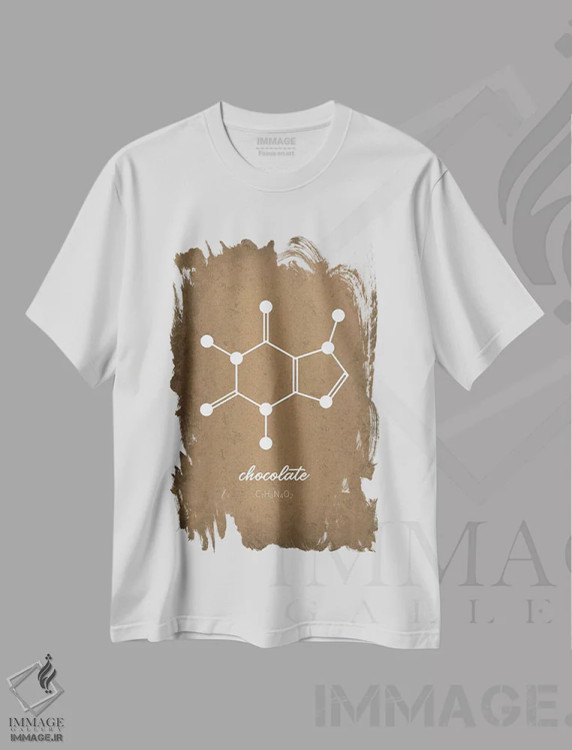 تیشرت سفید طرح دار مولکول شکلات، هنر دیجیتال اثر گت یور نرد آن | immage.ir