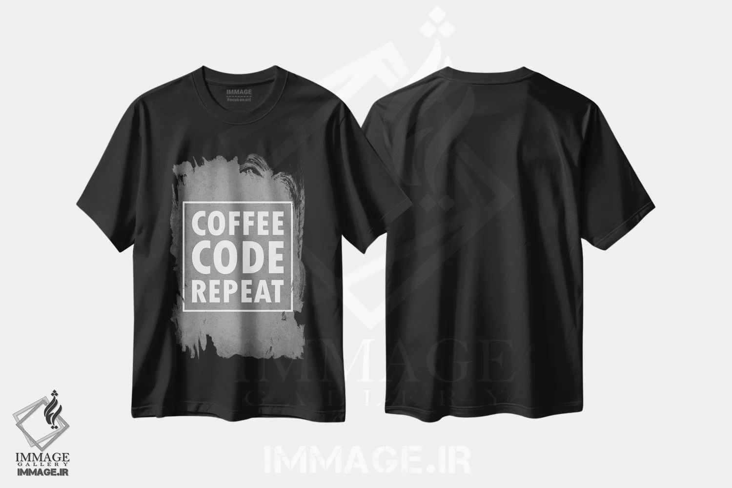 تیشرت مشکی طرح دار قهوه، کد، تکرار ۲، هنر دیجیتال اثر گت یور نرد آن | فروشگاه ایماژ