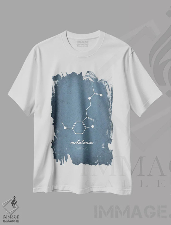 تیشرت سفید طرح دار مولکول ملاتونین، هنر دیجیتال اثر گت یور نرد آن | immage.ir