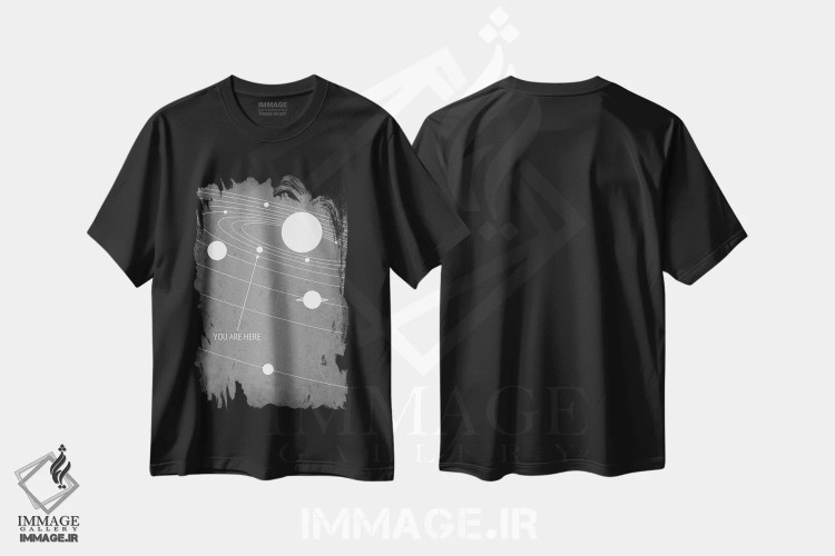 تیشرت مشکی طرح دار شما اینجا هستید، هنر دیجیتال اثر گت یور نرد آن | فروشگاه ایماژ