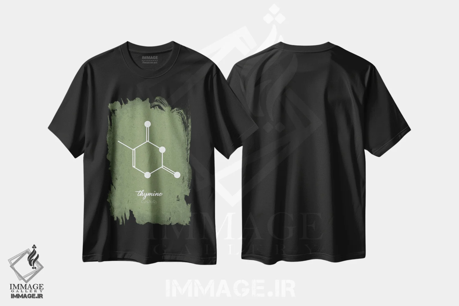 تیشرت مشکی طرح دار مولکول تیمین، تایپوگرافی اثر گت یور نرد آن | immage.ir