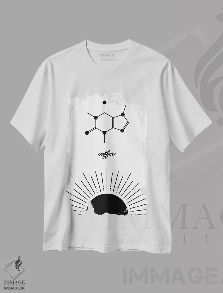تیشرت سفید طرح دار مولکول های AM و PM، هنر دیجیتال اثر گت یور نرد آن | فروشگاه ایماژ