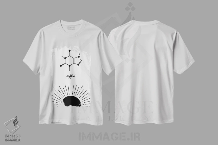 تیشرت سفید طرح دار مولکول های AM و PM، هنر دیجیتال اثر گت یور نرد آن | فروشگاه ایماژ