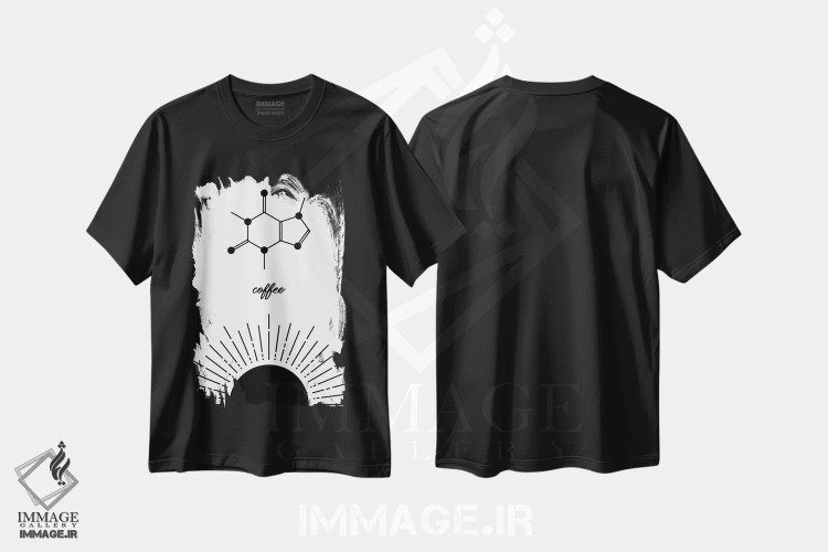 تیشرت مشکی طرح دار مولکول های AM و PM، هنر دیجیتال اثر گت یور نرد آن | immage.ir