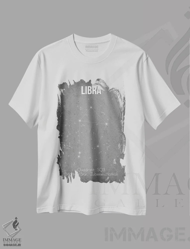 تیشرت سفید طرح دار برج میزان، دکور معاصر اثر گت یور نرد آن | فروشگاه ایماژ
