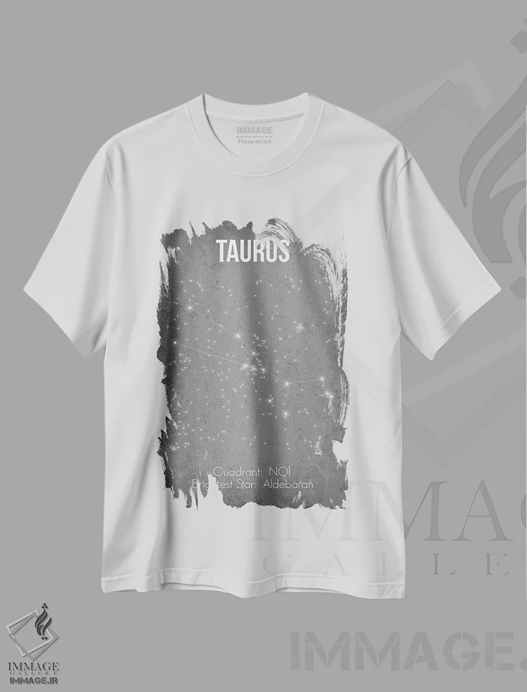 تیشرت سفید طرح دار برج ثور، دکور معاصر اثر گت یور نرد آن | فروشگاه ایماژ