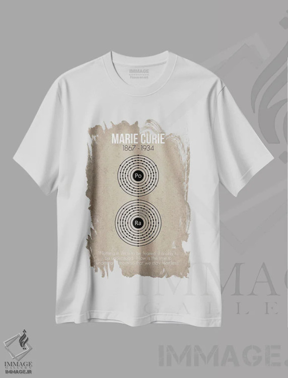 تیشرت سفید طرح دار ماری کوری، دکور معاصر اثر گت یور نرد آن | immage.ir