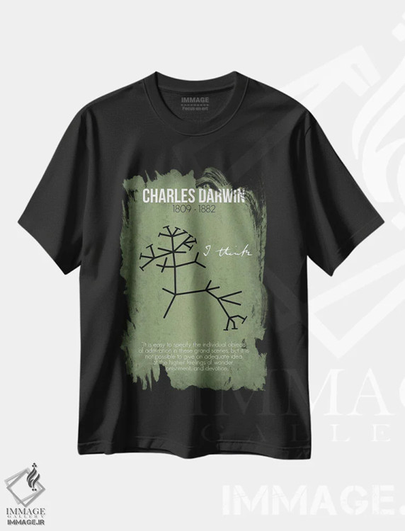 تیشرت مشکی طرح دار چارلز داروین، دکور معاصر اثر گت یور نرد آن | فروشگاه ایماژ