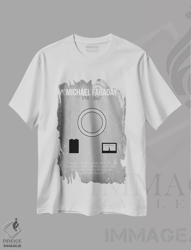 تیشرت سفید طرح دار مایکل فارادی، دکور معاصر اثر گت یور نرد آن | فروشگاه ایماژ