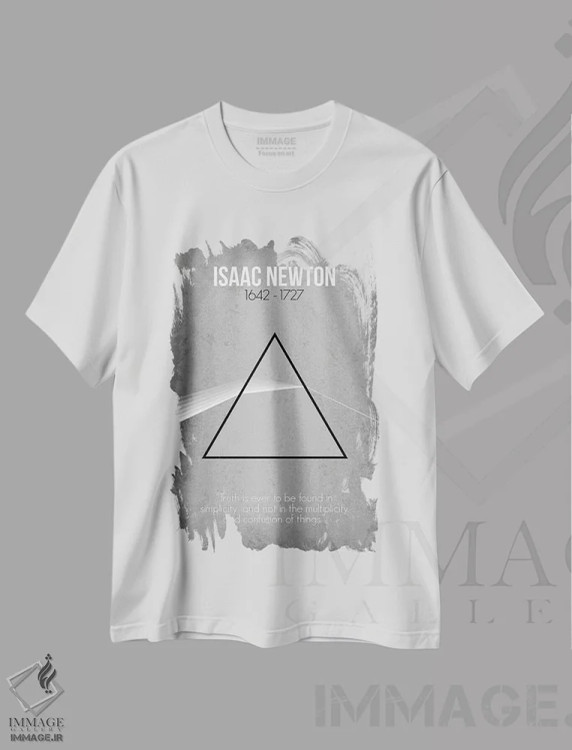 تیشرت سفید طرح دار ایزاک نیوتن، دکور معاصر اثر گت یور نرد آن | immage.ir