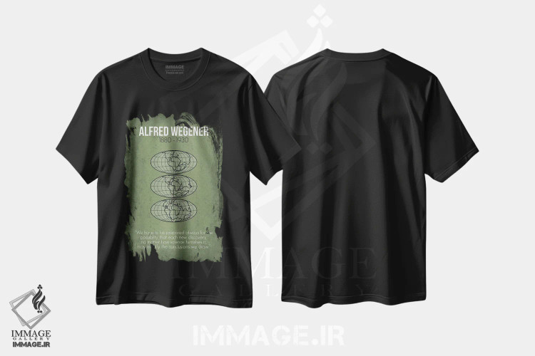تیشرت مشکی طرح دار آلفرد وگنر، دکور معاصر اثر گت یور نرد آن | فروشگاه ایماژ