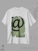 تیشرت سفید طرح دار نماد @، تزئینی اثر گت یور نرد آن | فروشگاه ایماژ
