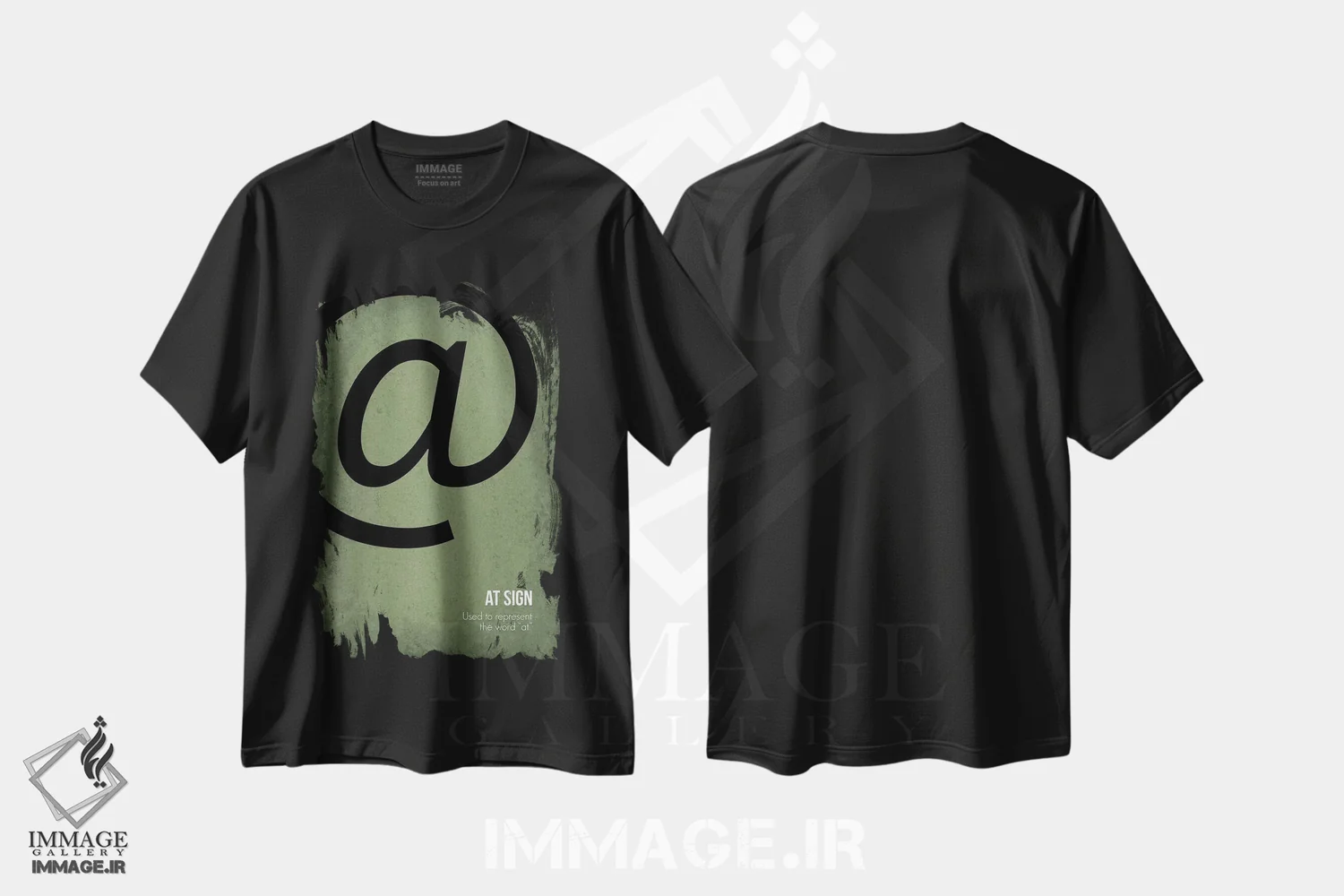 تیشرت مشکی طرح دار نماد @، تزئینی اثر گت یور نرد آن | immage.ir
