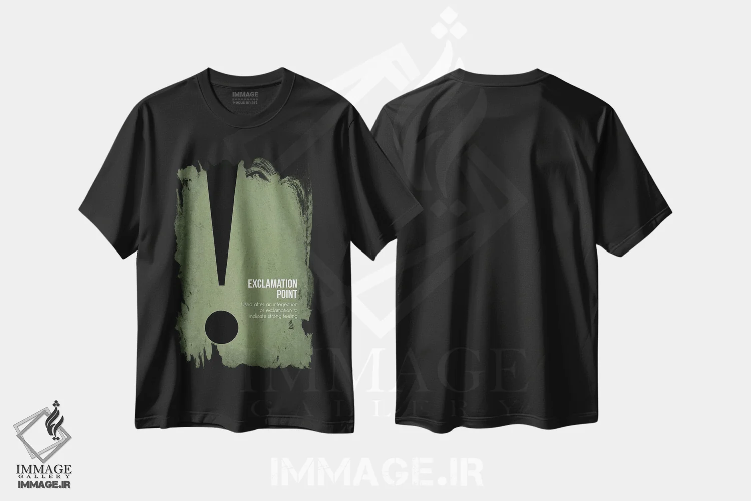 تیشرت مشکی طرح دار علامت تعجب، تزئینی اثر گت یور نرد آن | فروشگاه ایماژ