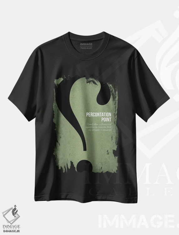 تیشرت مشکی طرح دار علامت پرسش تأملی، تزئینی اثر گت یور نرد آن | فروشگاه ایماژ