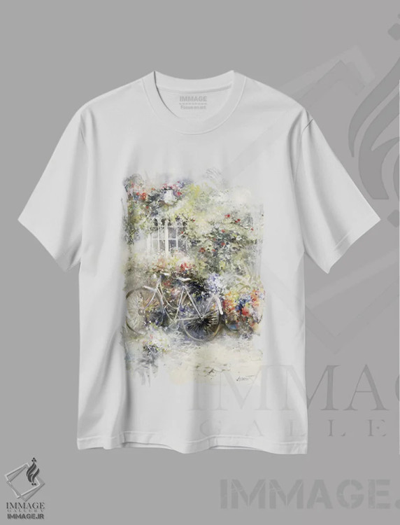 تیشرت سفید طرح دار شکوفه، تزئینی اثر ویلم هنراتس | فروشگاه ایماژ