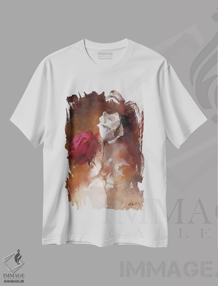 تیشرت سفید طرح دار یک زوج ۱، تزئینی اثر ویلم هنراتس | فروشگاه ایماژ