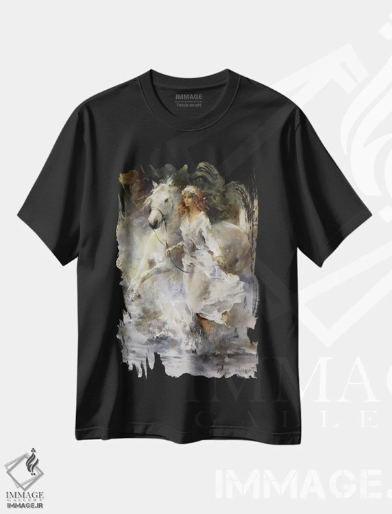 تیشرت مشکی طرح دار نسیم خنک، تزئینی اثر ویلم هنراتس | فروشگاه ایماژ