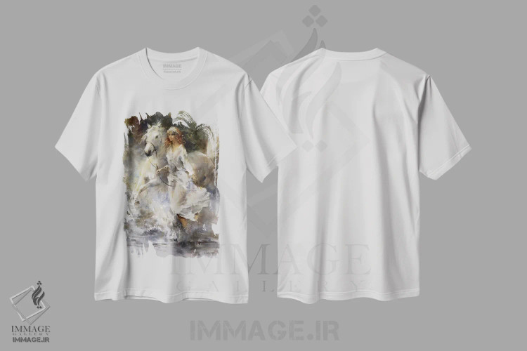 تیشرت سفید طرح دار نسیم خنک، تزئینی اثر ویلم هنراتس | immage.ir