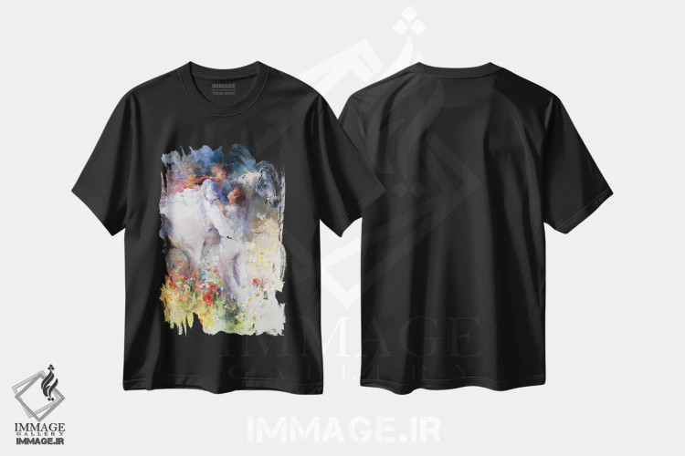 تیشرت مشکی طرح دار آغوش پذیر تو، تزئینی اثر ویلم هنراتس | فروشگاه ایماژ